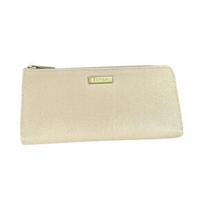 Furla Light Pink Leather Zip Wallet Clutch Saffiano Gold Hardware